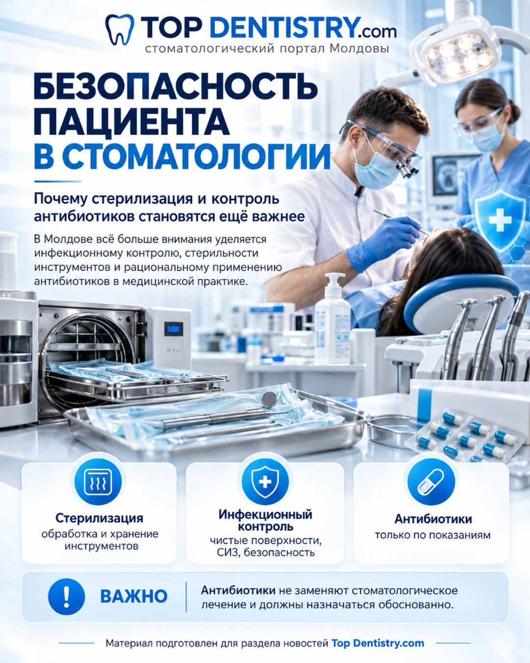 Безопасность пациента в стоматологии: стерилизация инструментов и контроль антибиотиков
