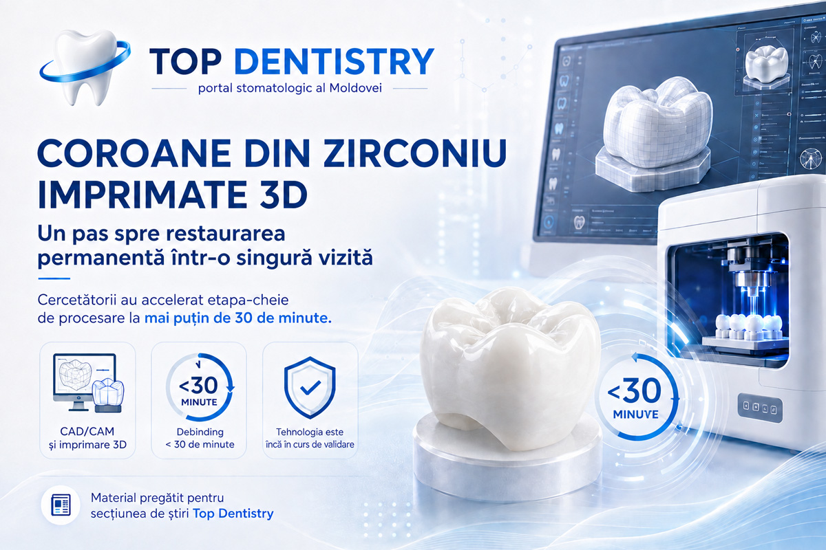 Coroane din zirconiu printate 3D: prelucrare accelerată după printare