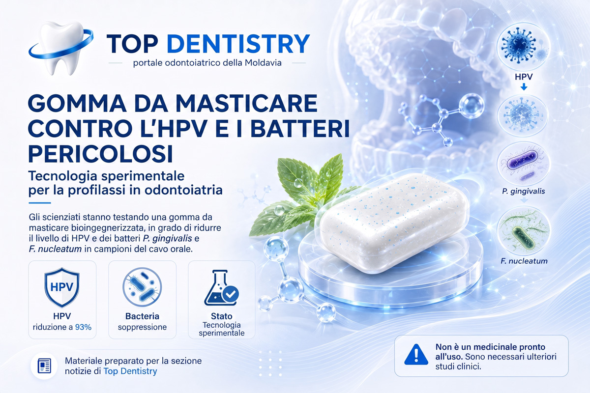 Gomma da masticare sperimentale contro HPV e batteri pericolosi del cavo orale