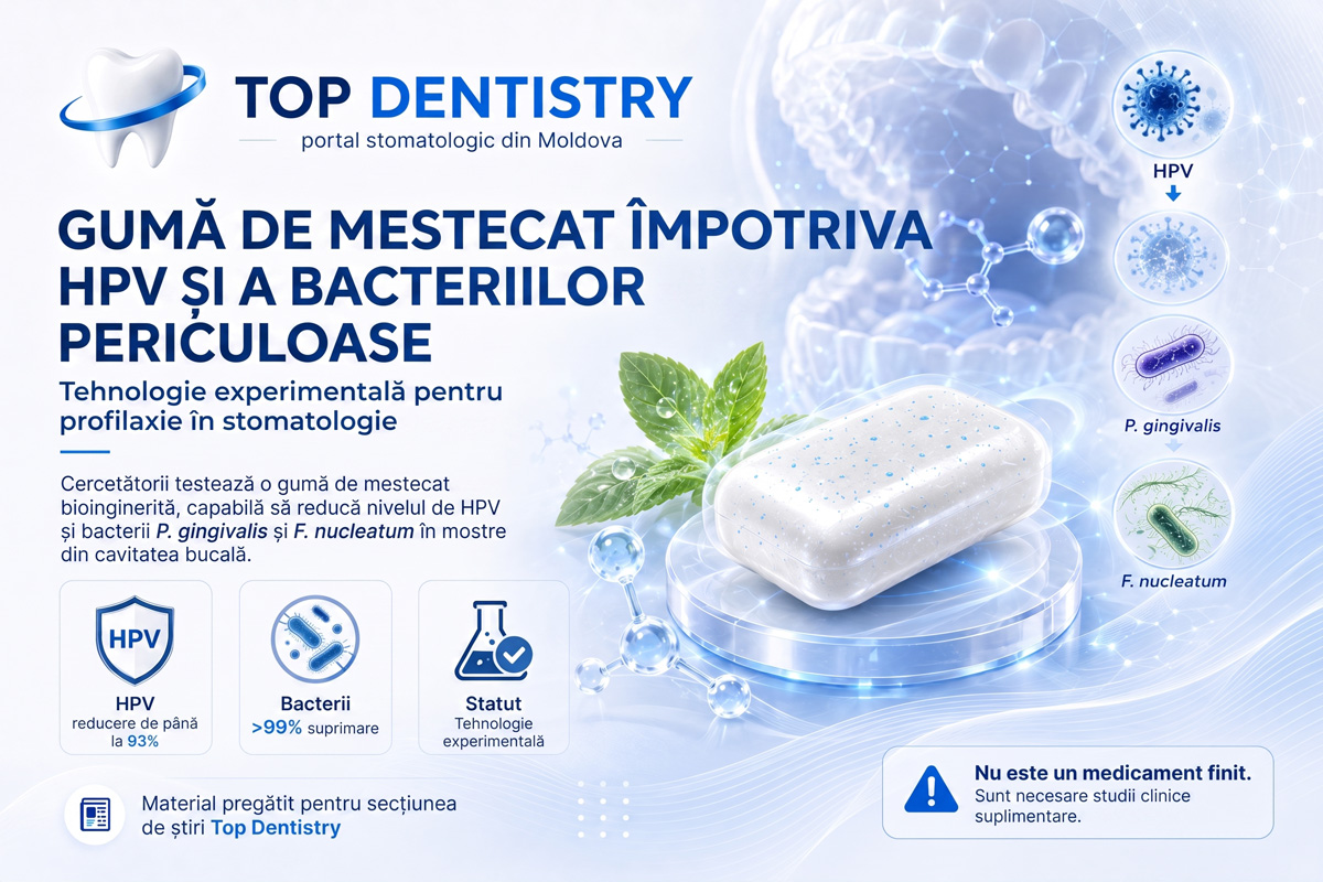 Gumă de mestecat experimentală împotriva HPV și a bacteriilor periculoase din cavitatea orală