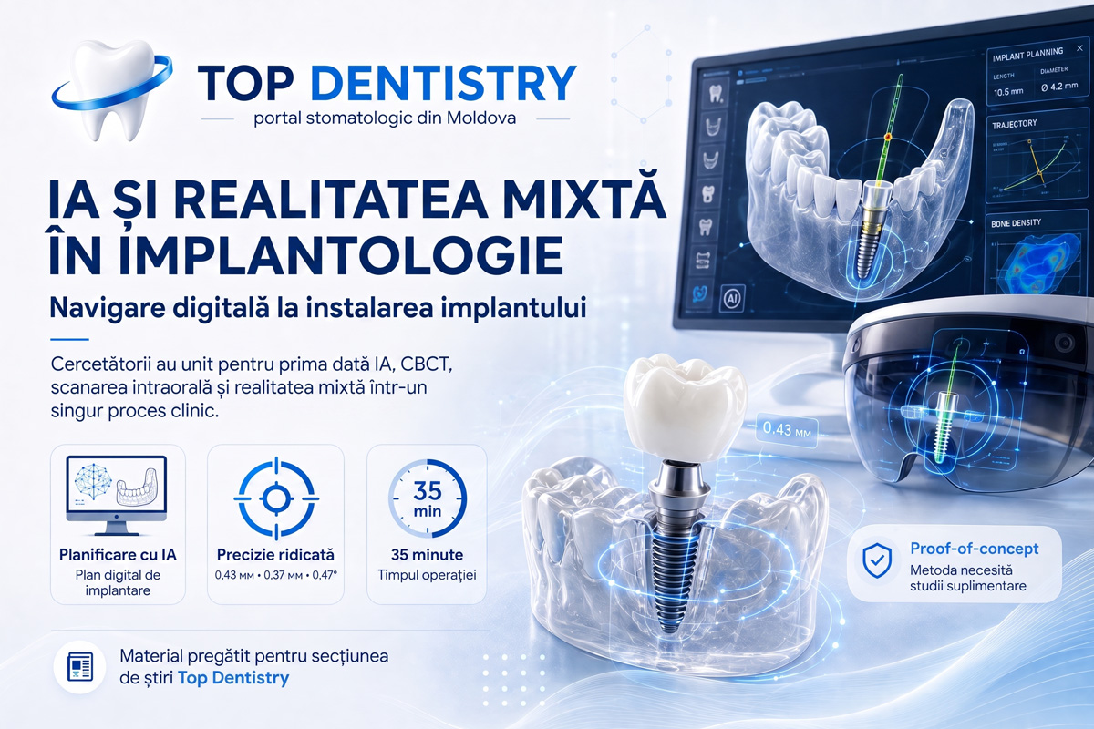 Inteligența artificială și realitatea mixtă la inserarea unui implant dentar