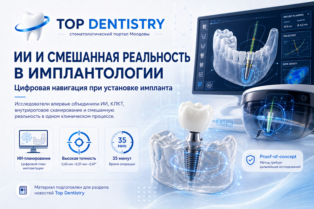 Искусственный интеллект и смешанная реальность при установке зубного импланта