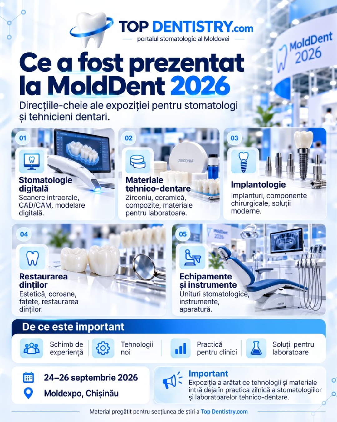 Ce a fost prezentat la MoldDent 2026: stomatologie digitală, materiale, implantologie, restaurare și echipamente