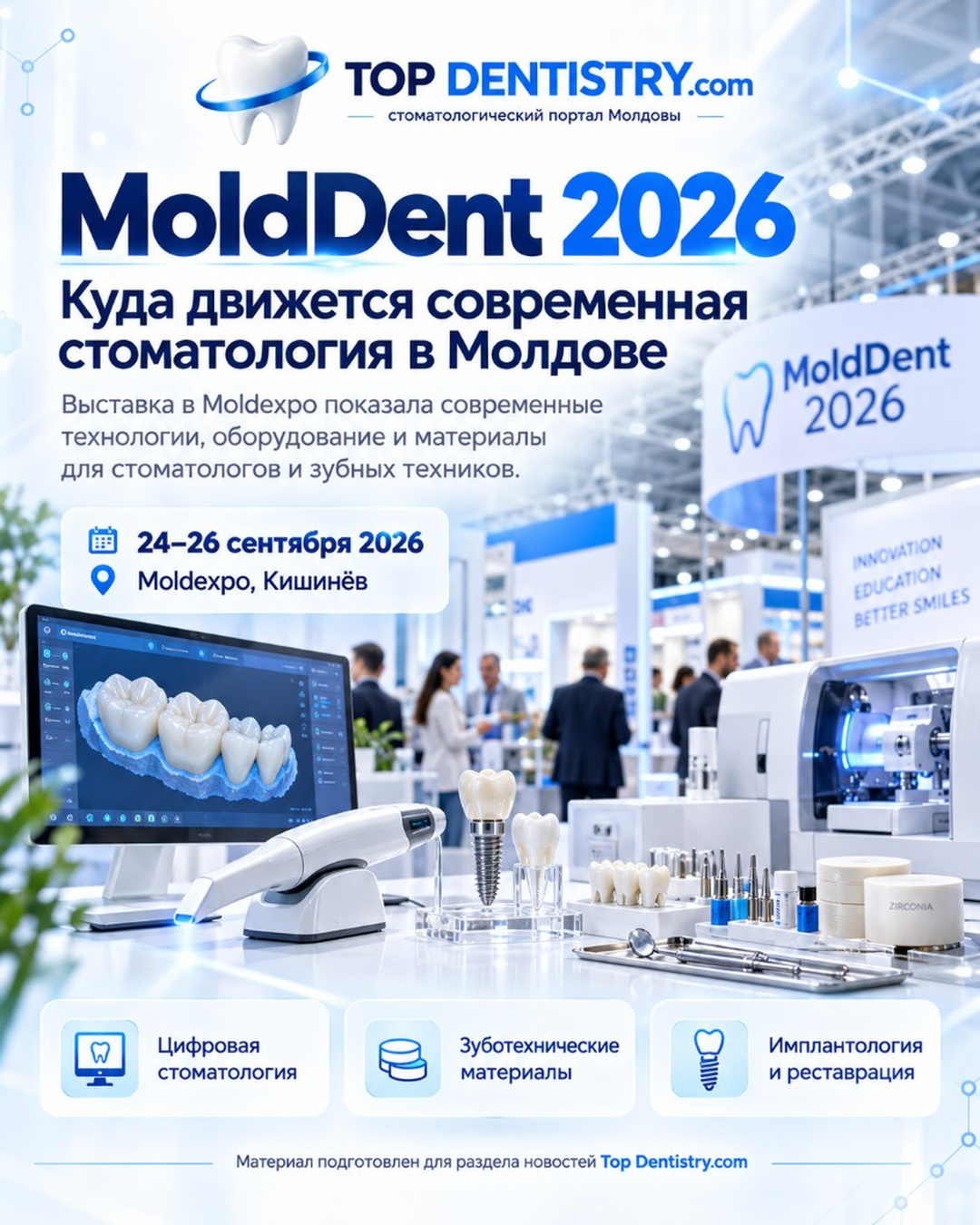 Выставка MoldDent 2026 в Moldexpo: цифровая стоматология, материалы и имплантология