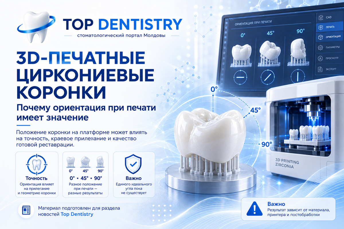 Ориентация при 3D-печати циркониевых коронок