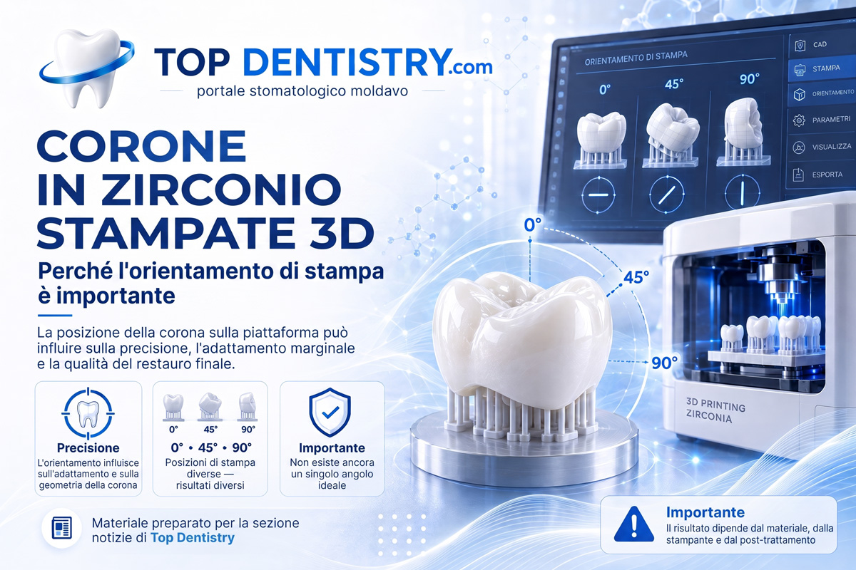 Orientamento nella stampa 3D delle corone in zirconia