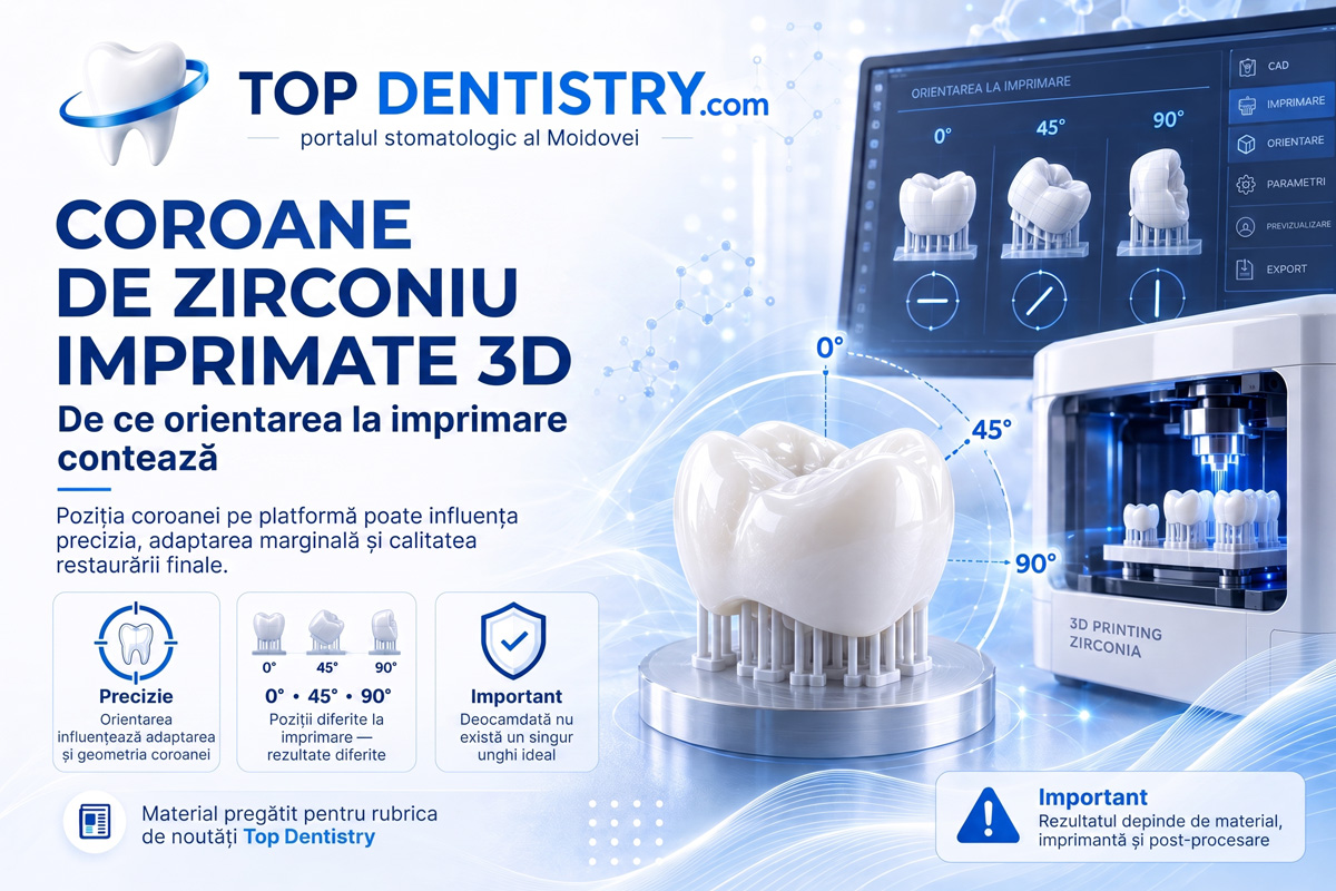 Orientarea la printarea 3D a coroanelor din zirconiu