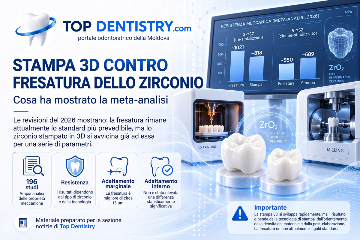 Compararea printării 3D și frezării restaurărilor din zirconiu
