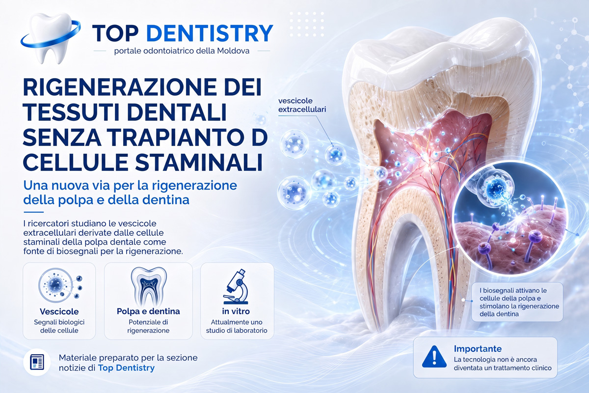 Vescicole extracellulari delle cellule staminali della polpa come via per ripristinare i tessuti del dente